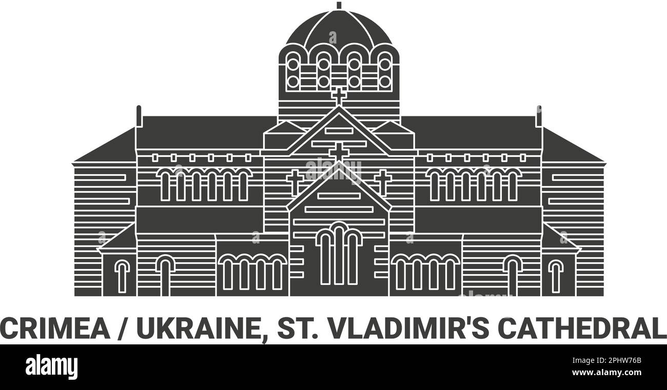 Russland, Krim, St. Vladimirs Kathedrale, Reise Wahrzeichen Vektordarstellung Stock Vektor