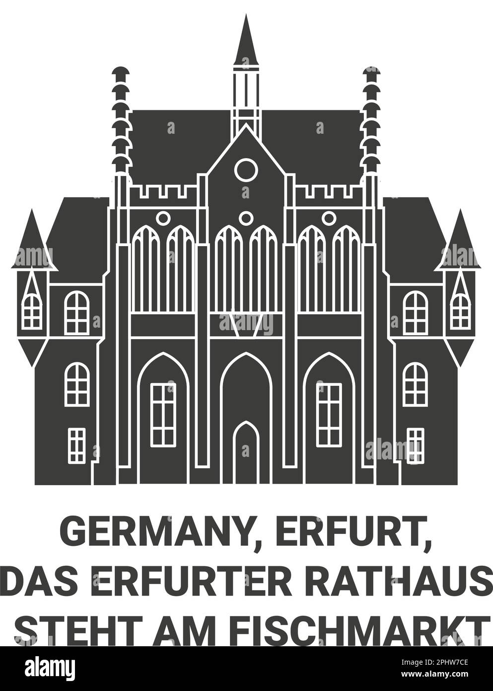 Deutschland, Erfurt, das Erfurter Rathaus steht am Fischmarkt travel Landmark Vector Illustration Stock Vektor