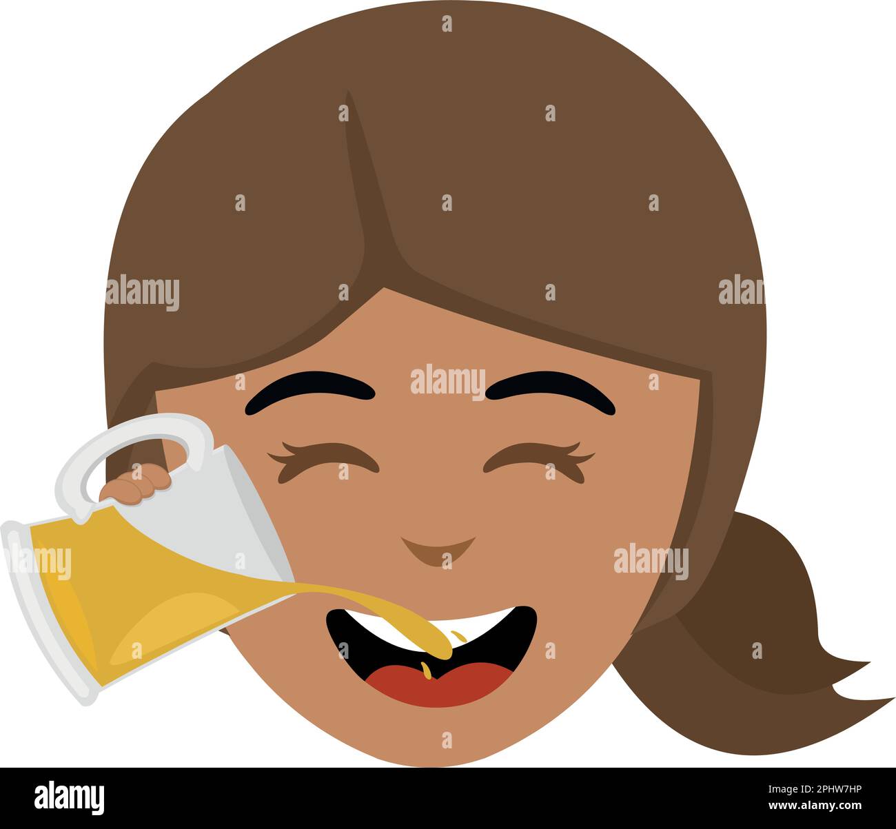 vektorbild eines Zeichentrickgirls, das ein Glas Bier trinkt Stock Vektor