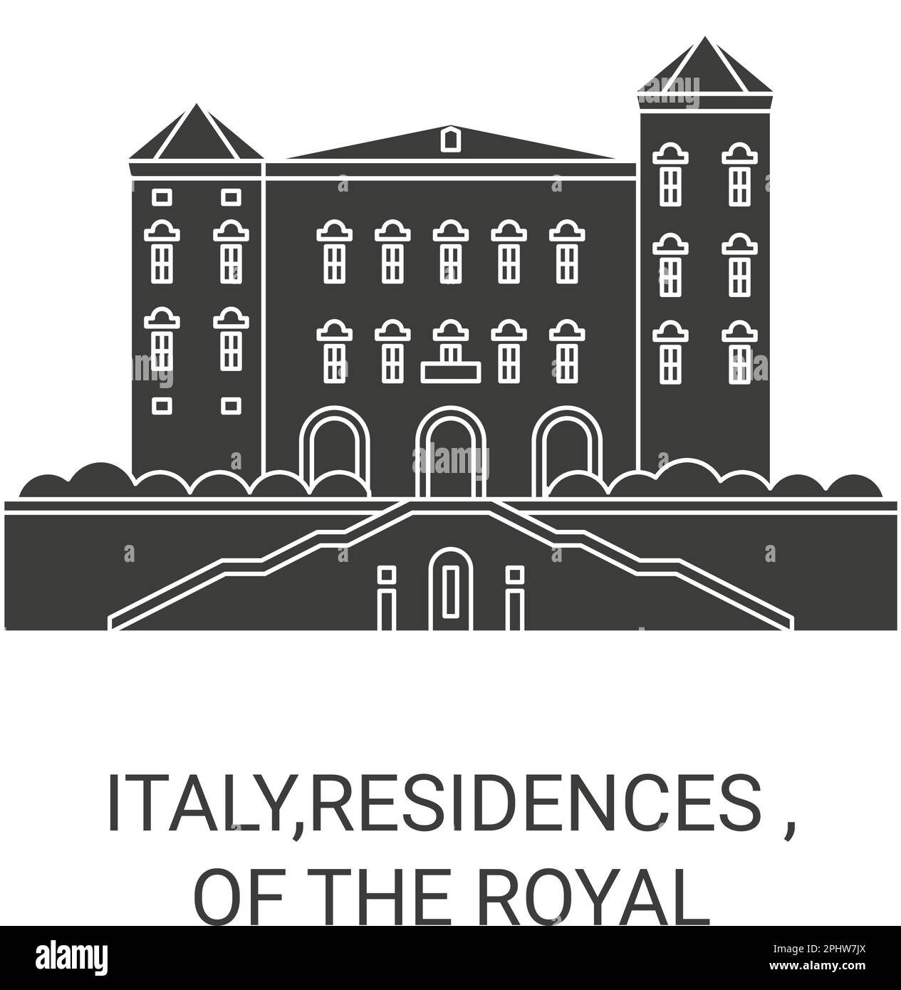 Italien, Residenzen, von der königlichen Reise-Wahrzeichen-Vektordarstellung Stock Vektor