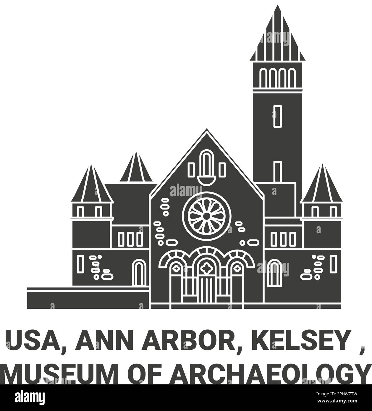 USA, Ann Arbor, Kelsey, Museum of Archaeology Reise Landmark Vector Illustration Stock Vektor