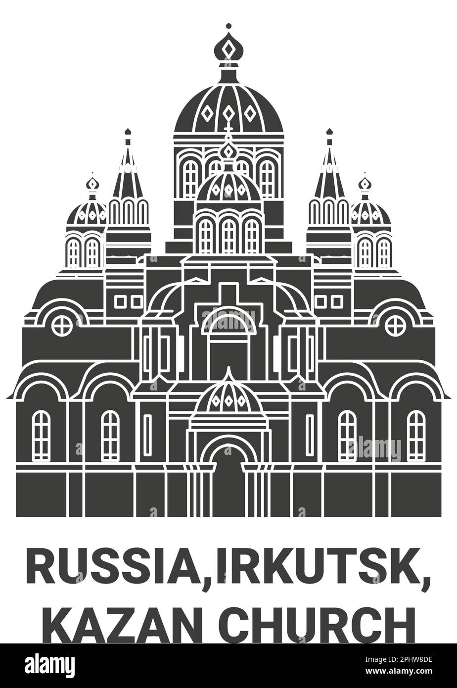 Russland, Irkutsk, Kasan-Kirche reisen Wahrzeichen-Vektordarstellung Stock Vektor