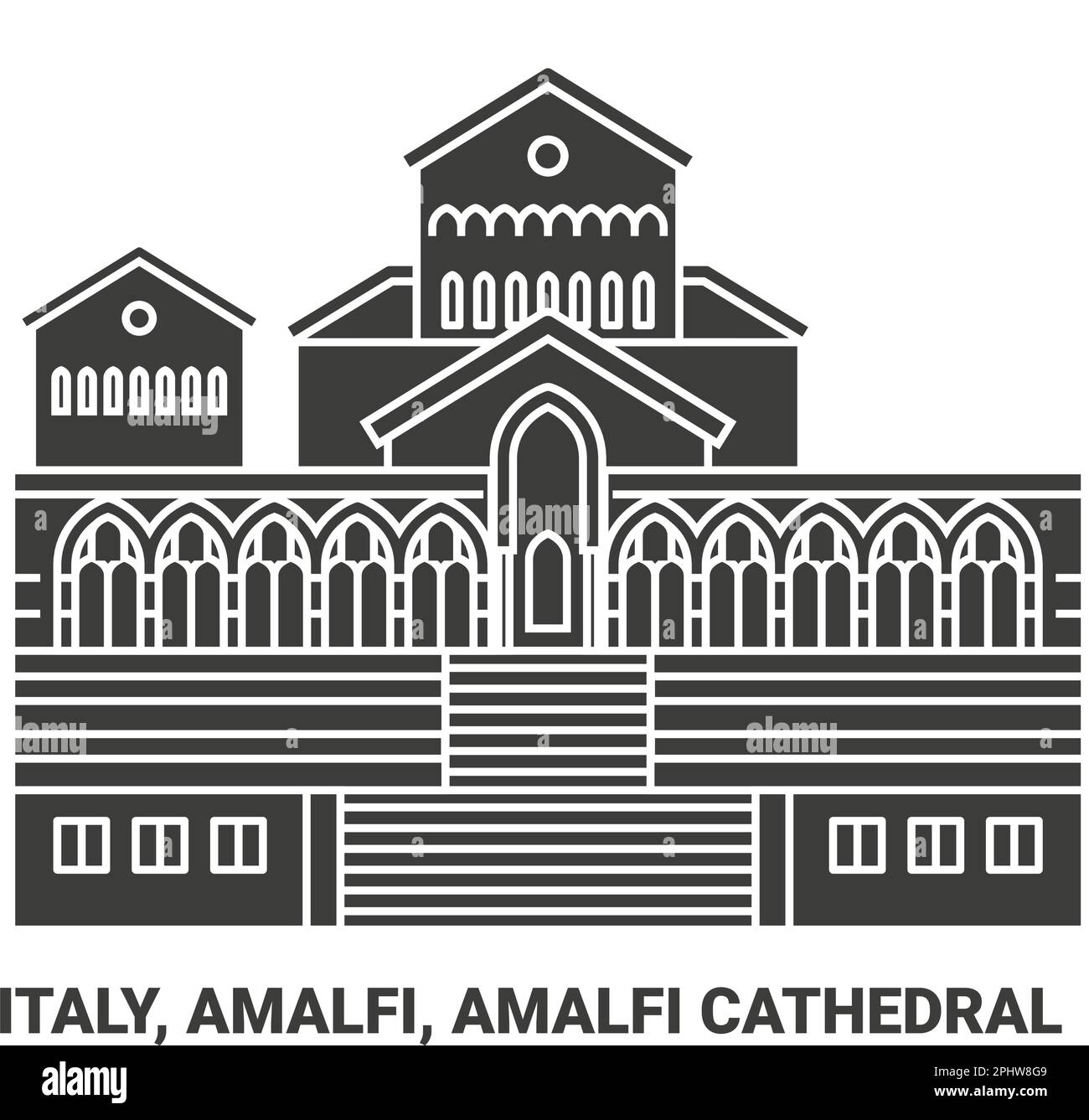 Italien, Amalfi, Kathedrale von Amalfi reisen Wahrzeichen Vektordarstellung Stock Vektor