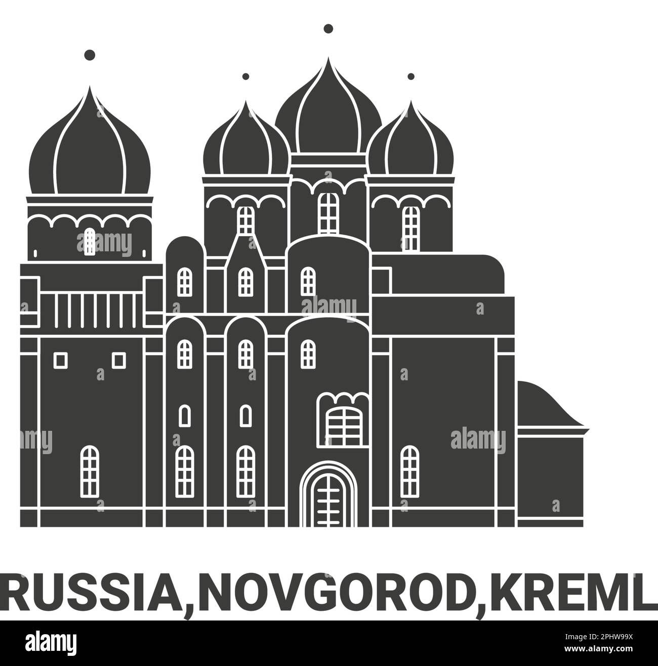 Russland, Nowgorod, Kreml Reise-Wahrzeichen-Vektordarstellung Stock Vektor
