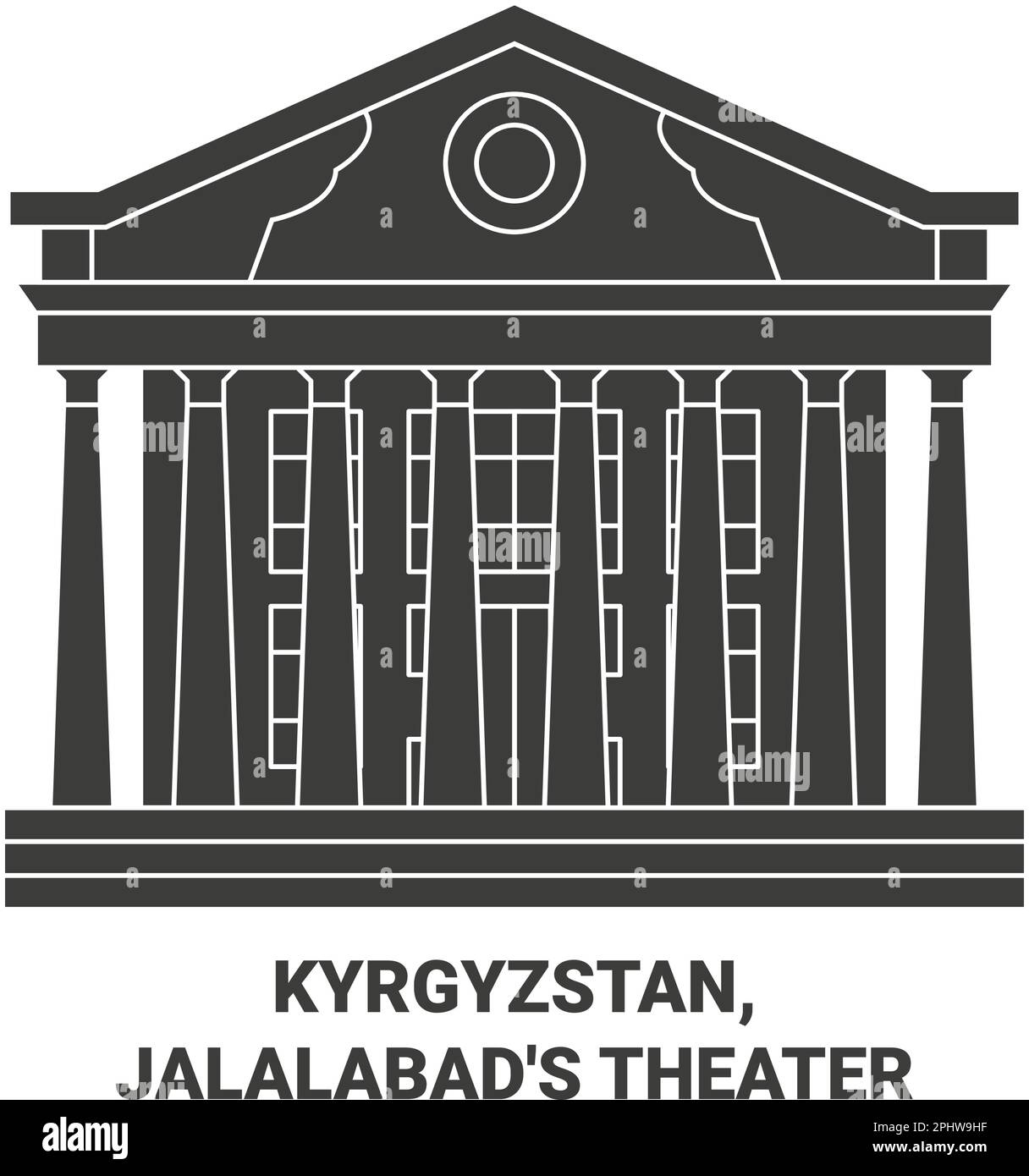 Kirgisistan, Jalalabads Theater Reise-Wahrzeichen-Vektordarstellung Stock Vektor