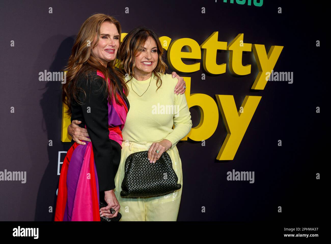 Actors Brooke Shields, left, and Mariska Hargitay, right, attend the