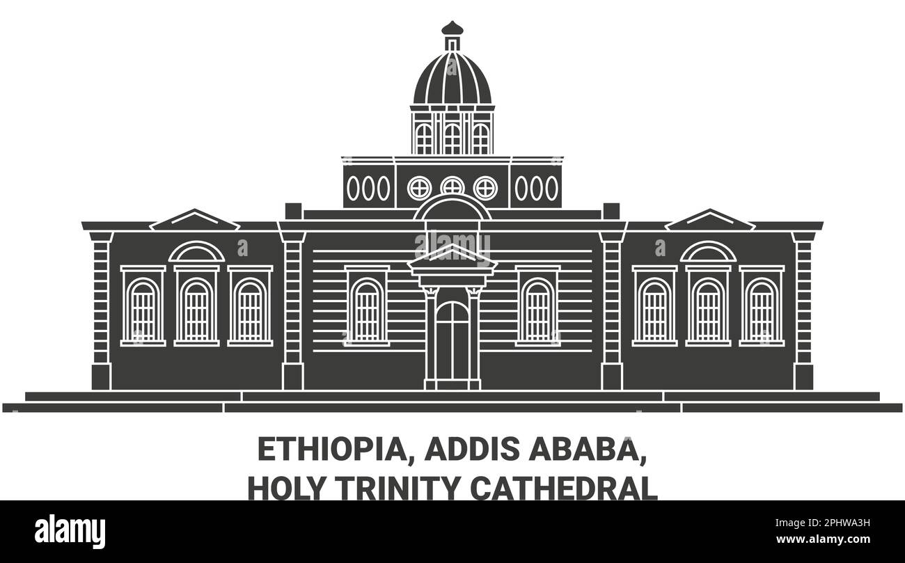 Äthiopien, Addis Abeba, Kathedrale Reise Wahrzeichen Vektordarstellung Stock Vektor