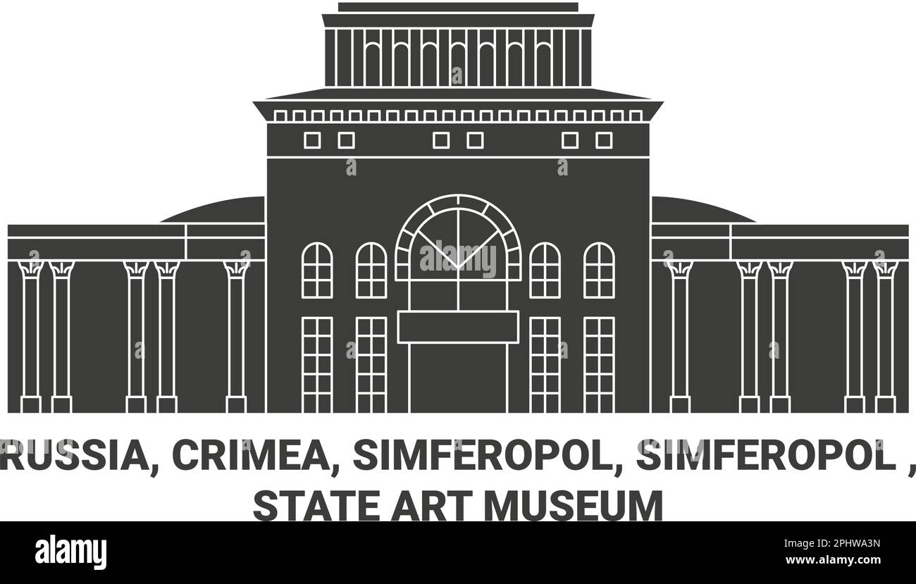 Russland, Krim, Simferopol, Simferopol, Staatliches Kunstmuseum Reise-Wahrzeichen-Illustration Stock Vektor