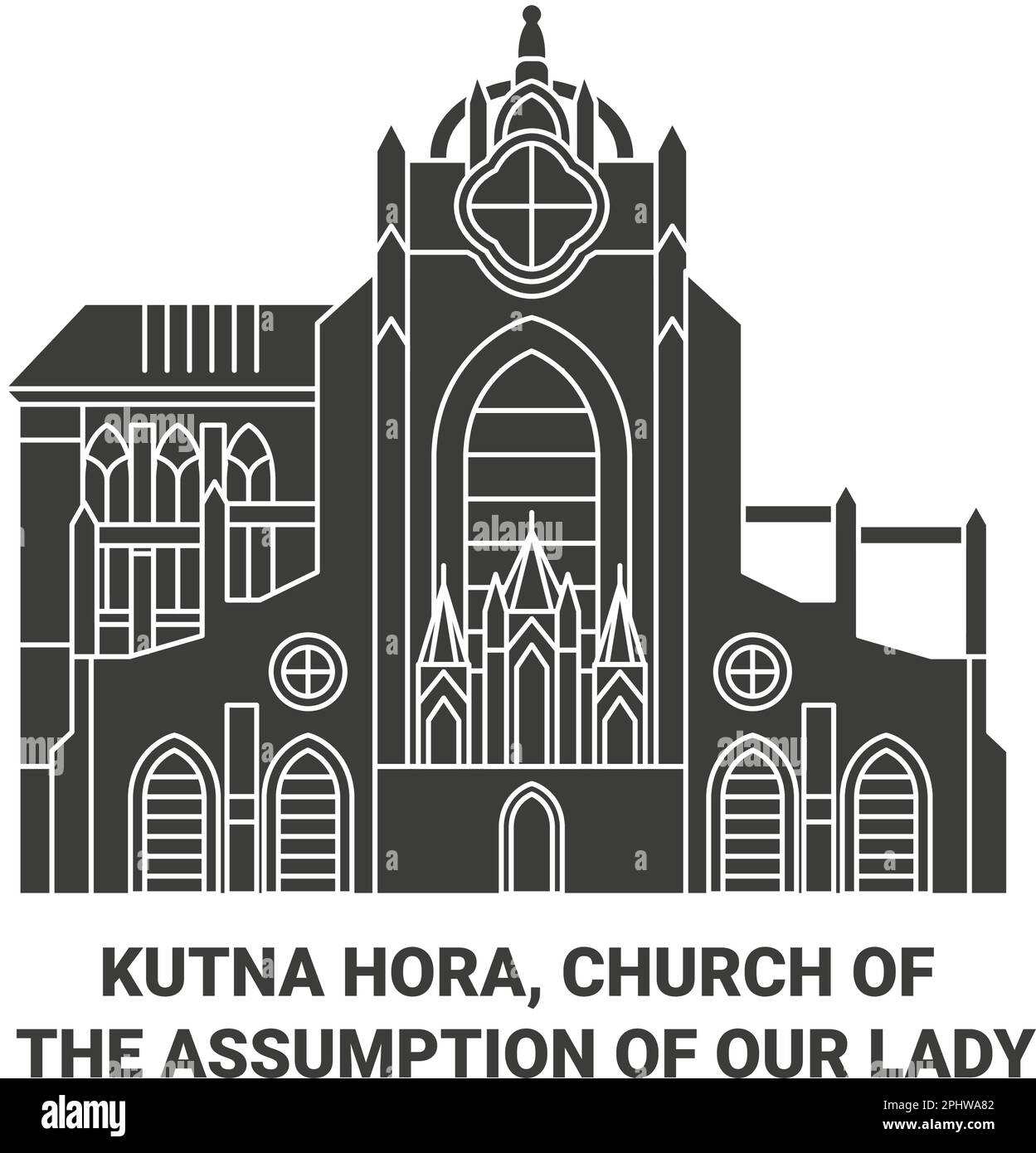 Tschechische Republik, Kutna Hora, Kirche der Himmelfahrt unserer Lieben Frau Reise Landmarke Illustration Stock Vektor