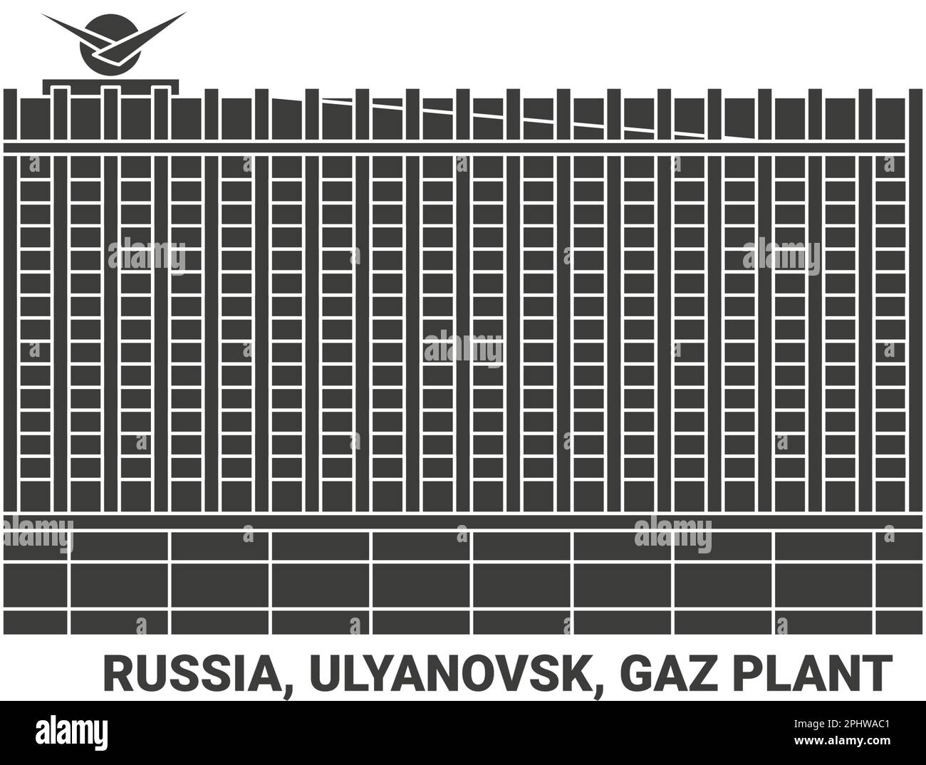 Russland, Ulyanovsk, Gaz-Werk, Reise-Landmarke Vektordarstellung Stock Vektor