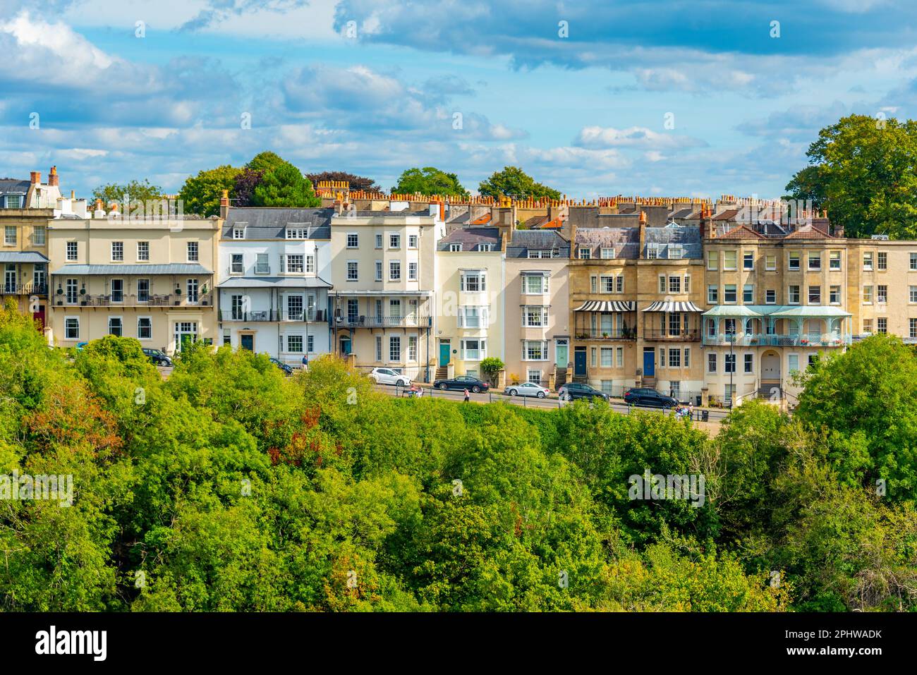 Panoramablick auf Bristol von der Clifton Suspension Bridge. Stockfoto