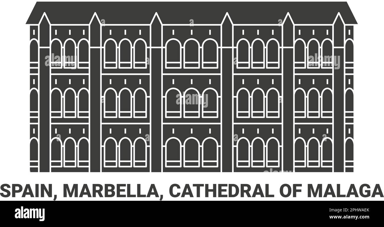 Spanien, Marbella, Kathedrale von M, Laga Reise-Wahrzeichen-Vektordarstellung Stock Vektor