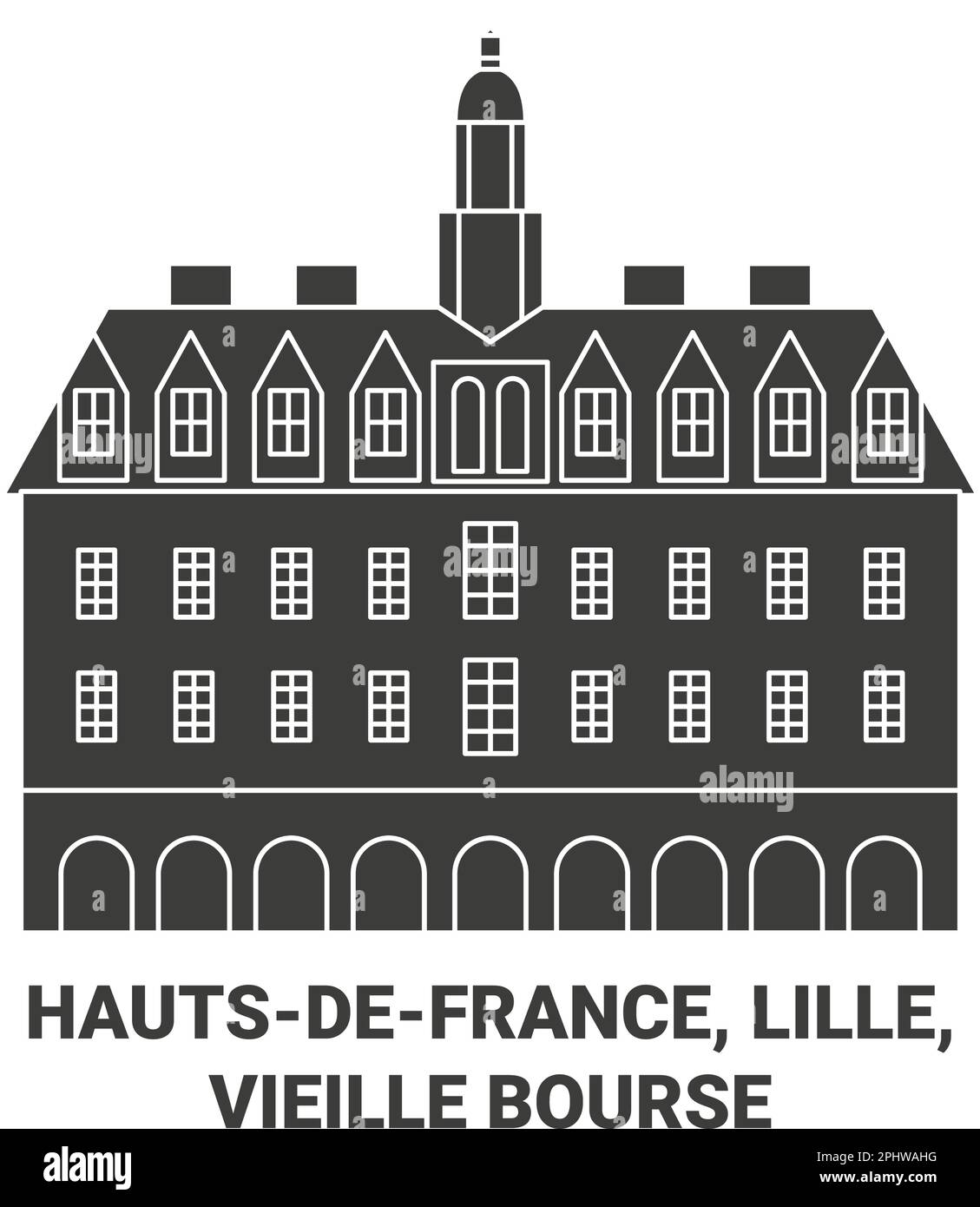 Frankreich, Hautsdefrance, Lille, Vieille Bourse Reise-Wahrzeichen-Vektordarstellung Stock Vektor