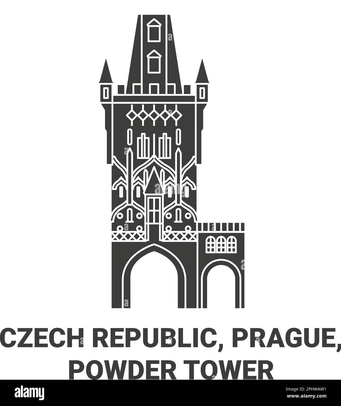Tschechische Republik, Prag, Pulverturm Reise Wahrzeichen Vektordarstellung Stock Vektor