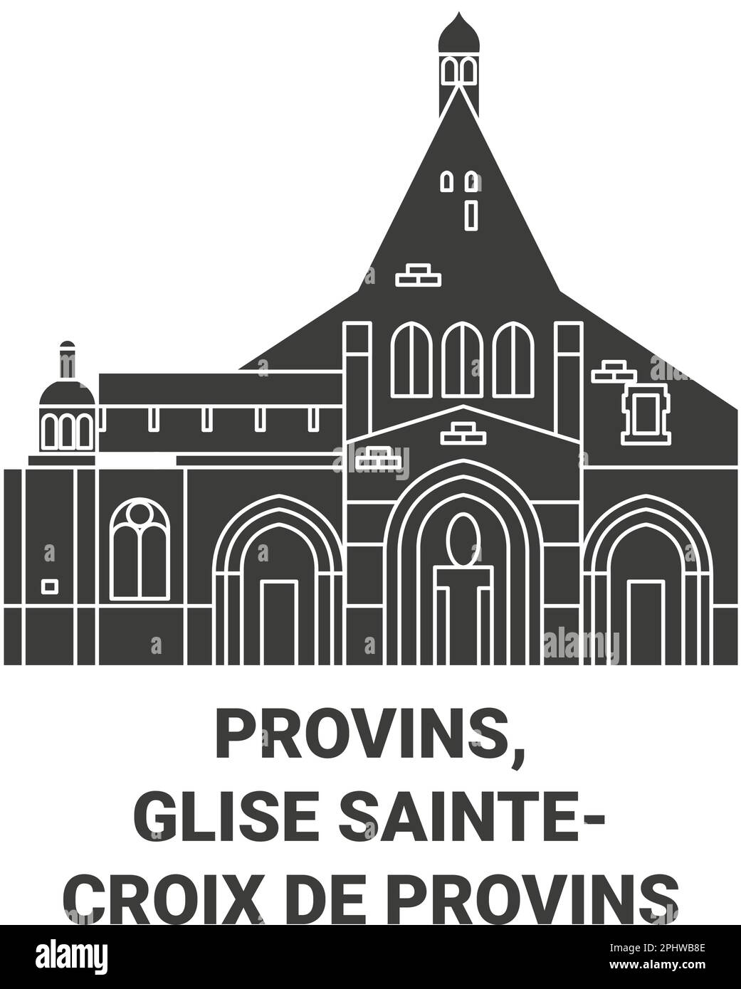 Frankreich, Provins, Glise Saintecroix De Provins reisen Wahrzeichen Vektordarstellung Stock Vektor