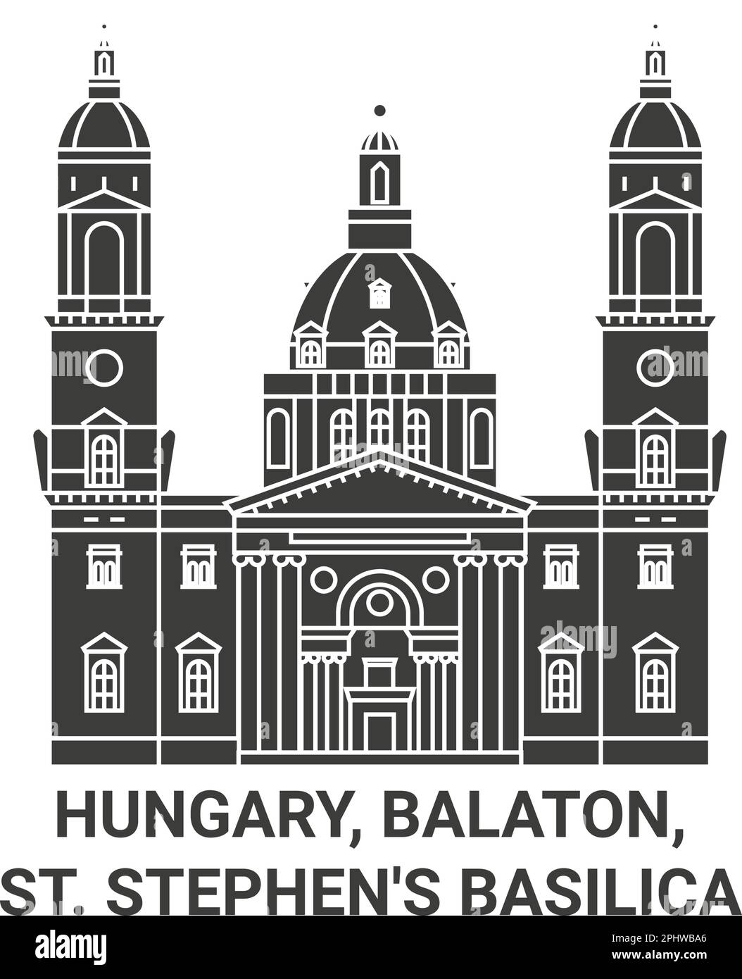 Ungarn, Balaton, St. Stephens Basilika Reise-Wahrzeichen-Vektordarstellung Stock Vektor