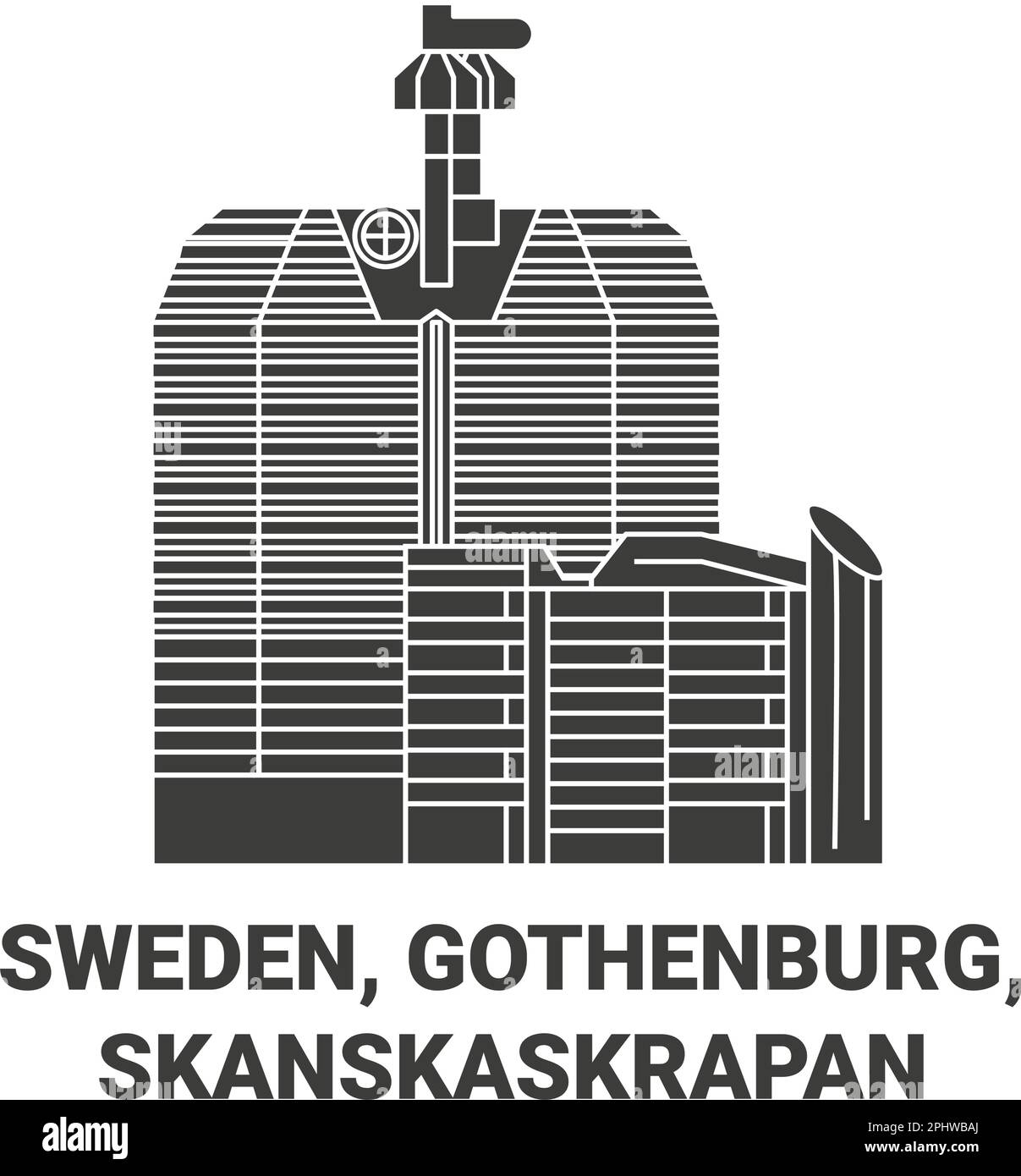 Schweden, Göteborg, Skanskaskrapan Reise-Wahrzeichen-Vektordarstellung Stock Vektor