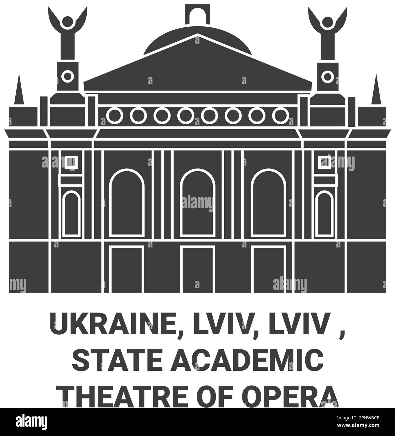 Ukraine, Lemberg, Lemberg, Staatliches Akademisches Theater der Oper Reise Landmark-Illustration Stock Vektor