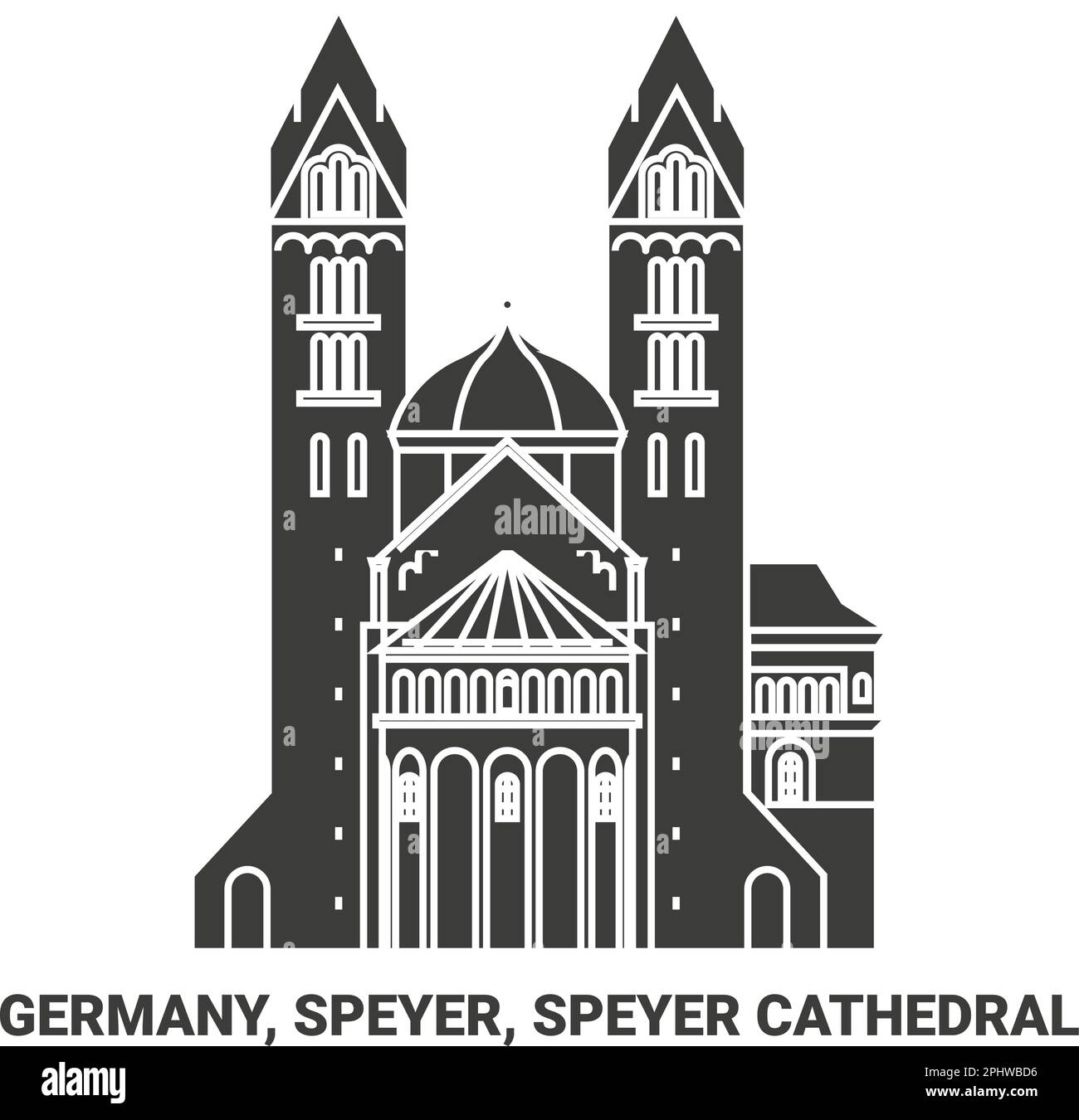 Deutschland, Speyer, Speyer-Kathedrale Reise-Wahrzeichen-Vektordarstellung Stock Vektor