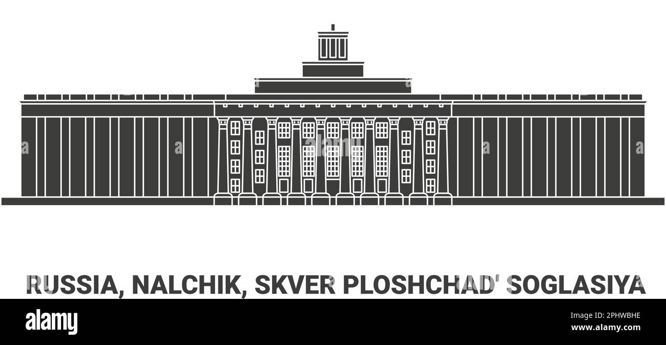 Russland, Nalchik, Skver Ploshchad' Soglasiya, Reise-Wahrzeichen-Vektordarstellung Stock Vektor