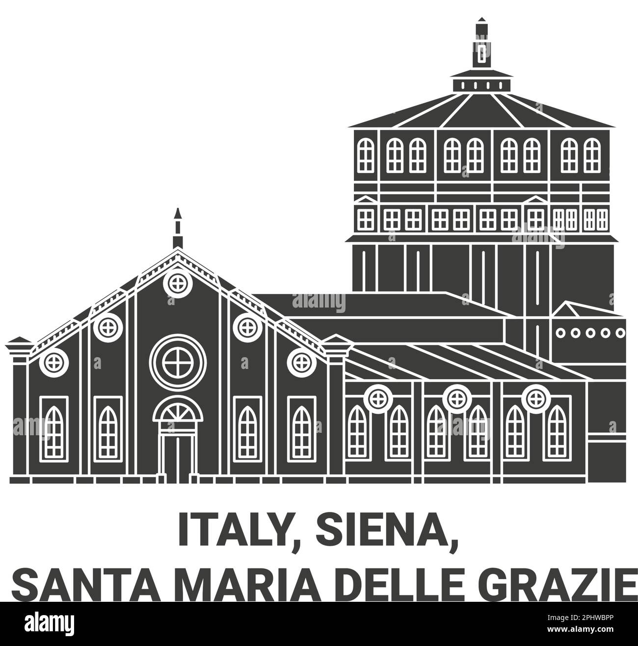 Italien, Siena, Santa Maria delle Grazie Reise-Wahrzeichen Vektordarstellung Stock Vektor
