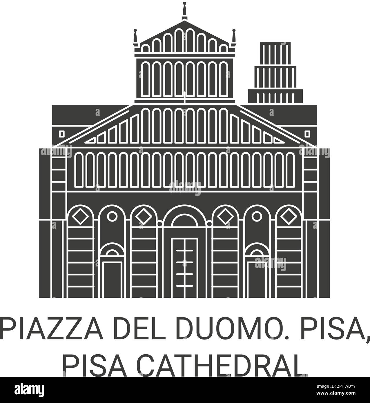Italien, Piazza Del Duomo. Pisa, Pisa Kathedrale Reise Wahrzeichen Vektordarstellung Stock Vektor