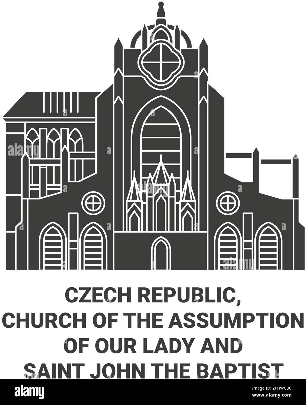Tschechische Republik, Kirche der Himmelfahrt unserer Lieben Frau und Johannes der Täufer Reise Wahrzeichen Vektordarstellung Stock Vektor