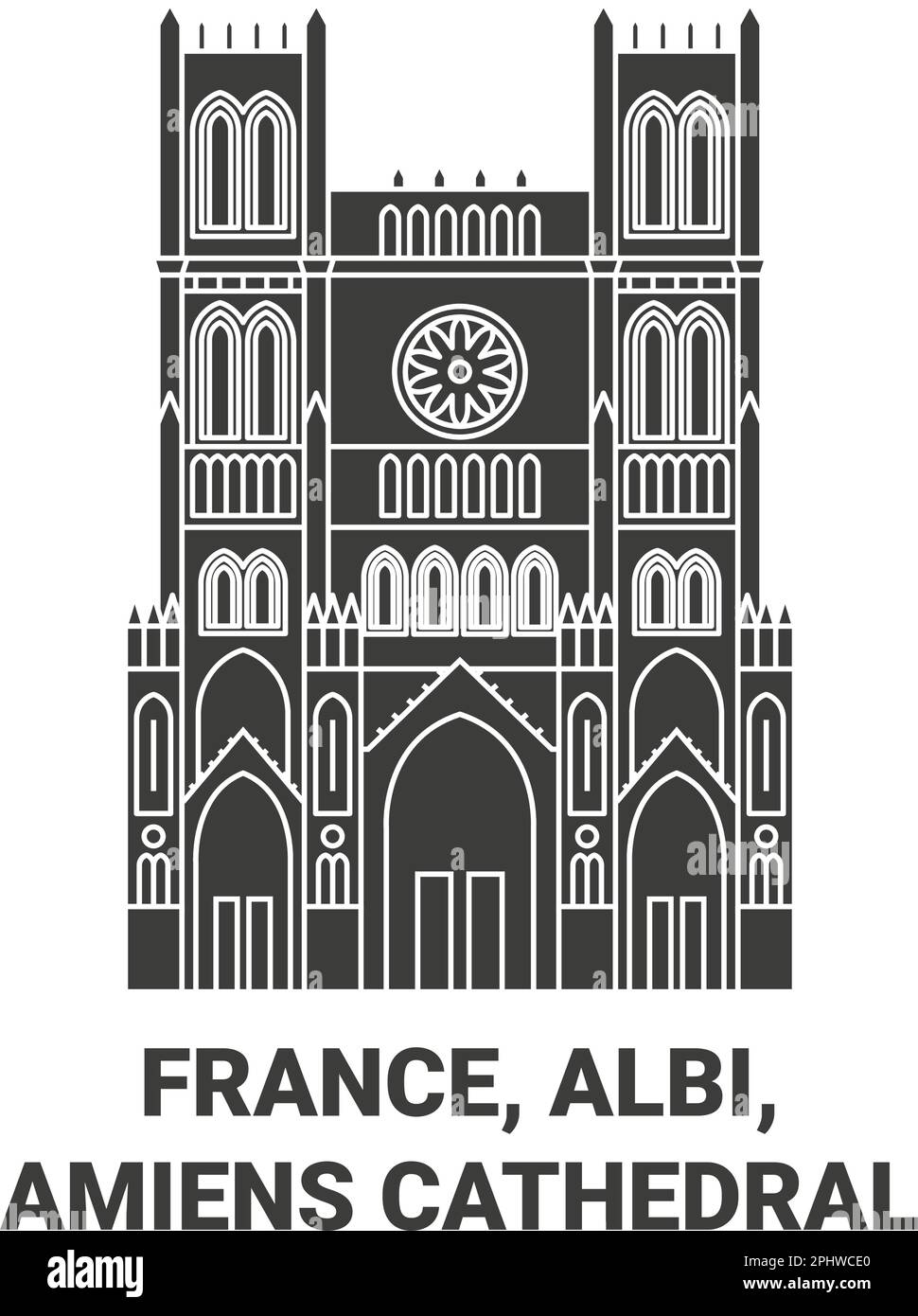 Frankreich, Albi, Amiens Kathedrale reisen Wahrzeichen Vektordarstellung Stock Vektor