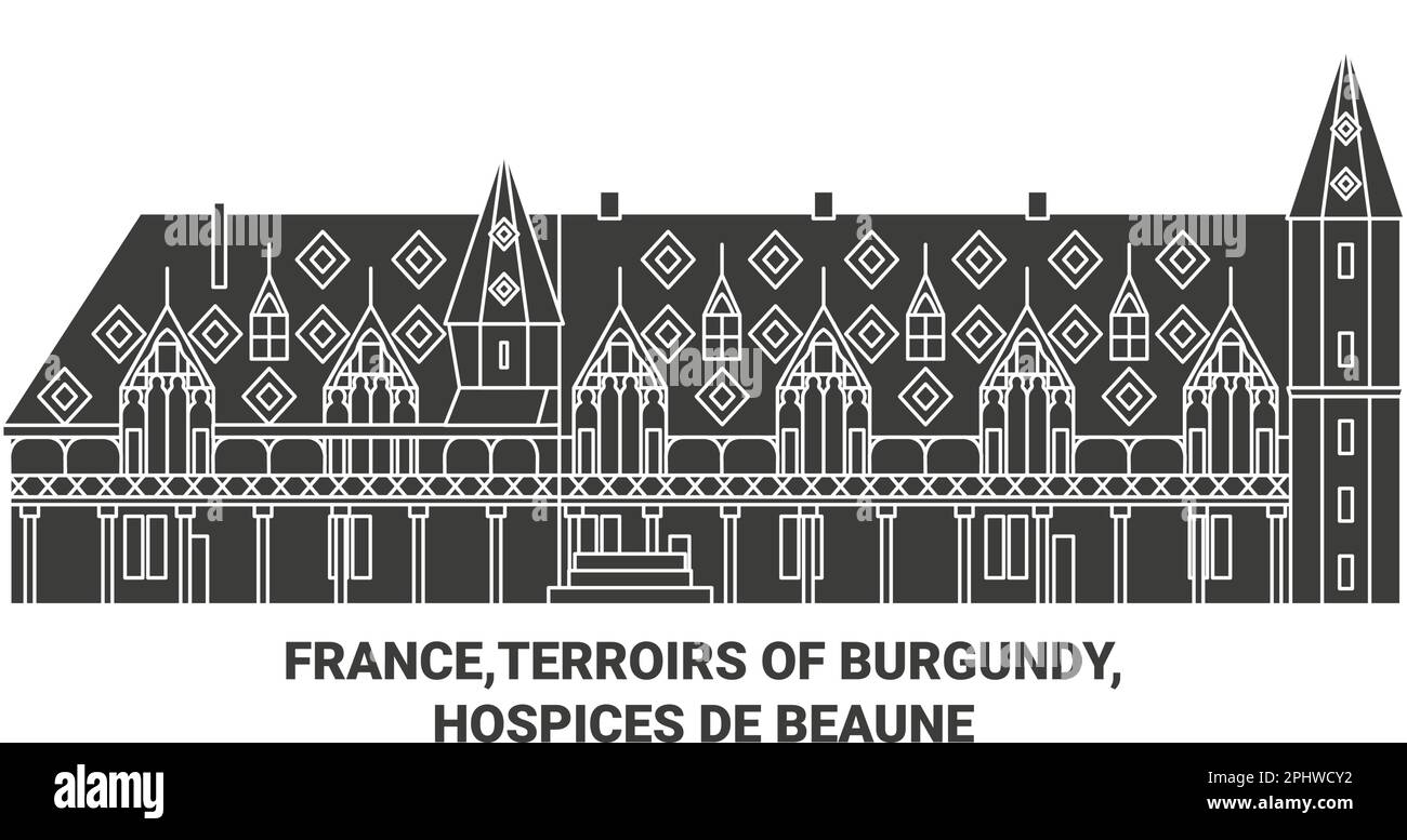 Frankreich, Terroirs von Burgund, Hospices De Beaune Reise Landmark Vector Illustration Stock Vektor