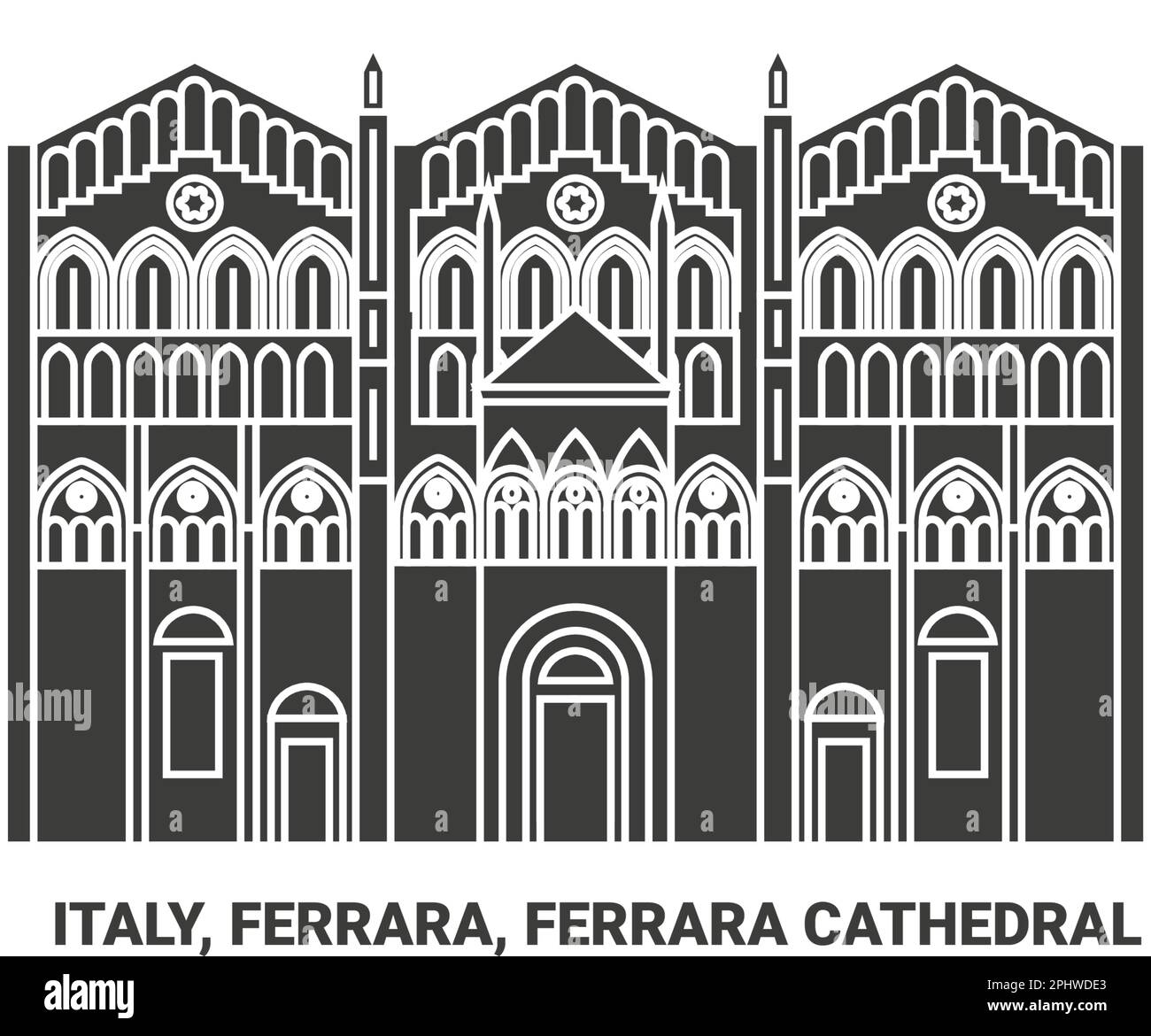Italien, Ferrara, Ferrara Kathedrale reisen Wahrzeichen Vektordarstellung Stock Vektor