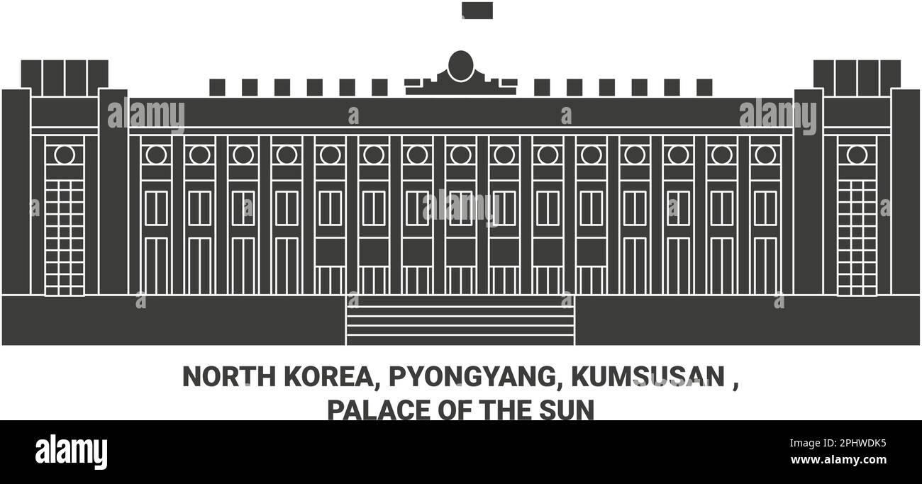 Nordkorea, Pjöngjang, Kumsusan, Palast der Sonne, Reise-Wahrzeichen-Vektordarstellung Stock Vektor