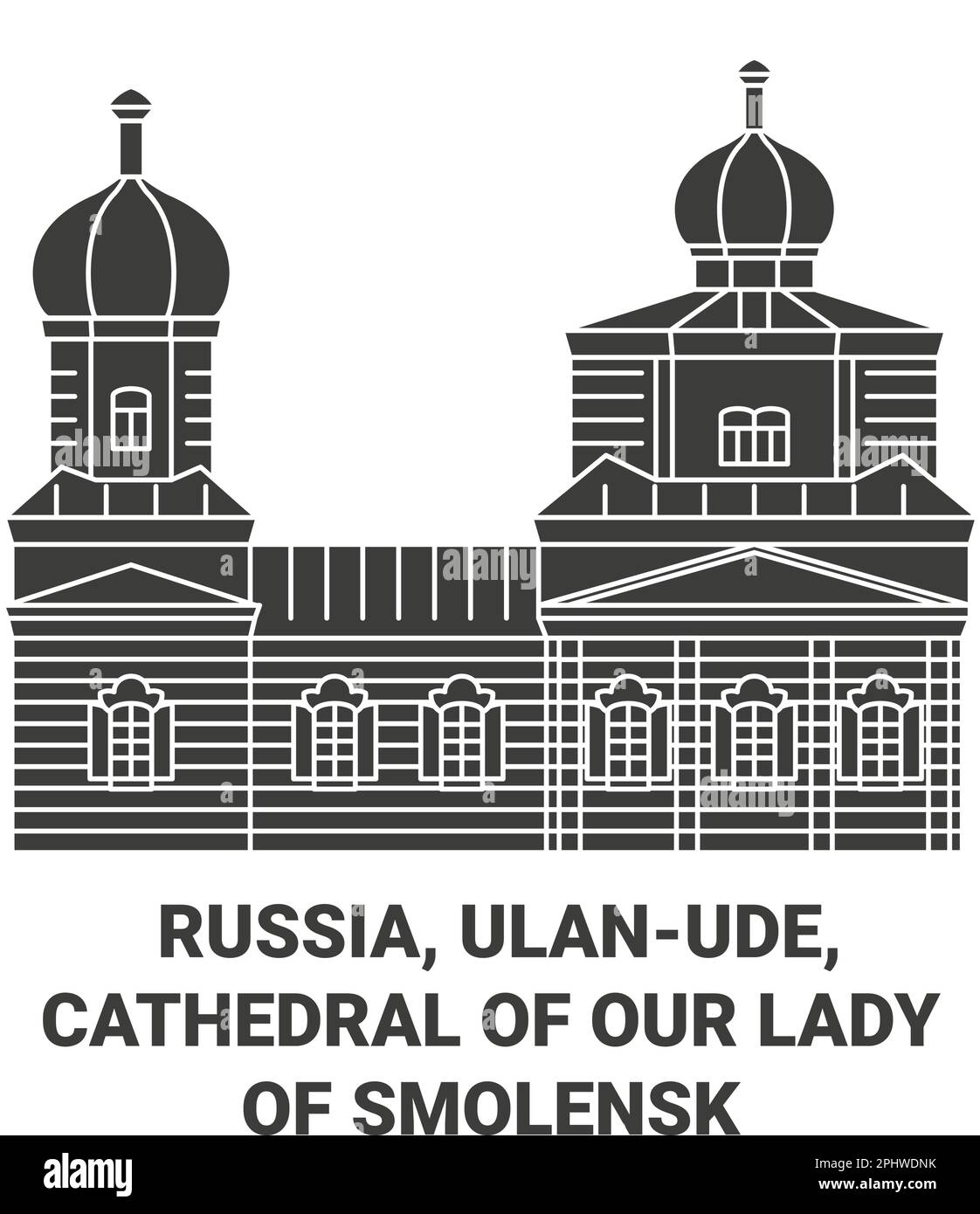 Russland, Ulanude, Kathedrale unserer Lieben Frau von Smolensk, Reise-Wahrzeichen-Vektordarstellung Stock Vektor