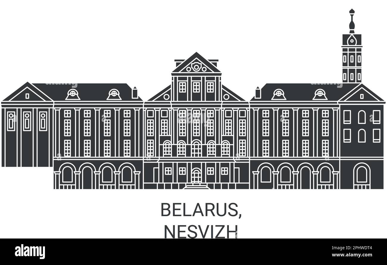Weißrussland, Nesvizh Reise Landmarke Vektordarstellung Stock Vektor