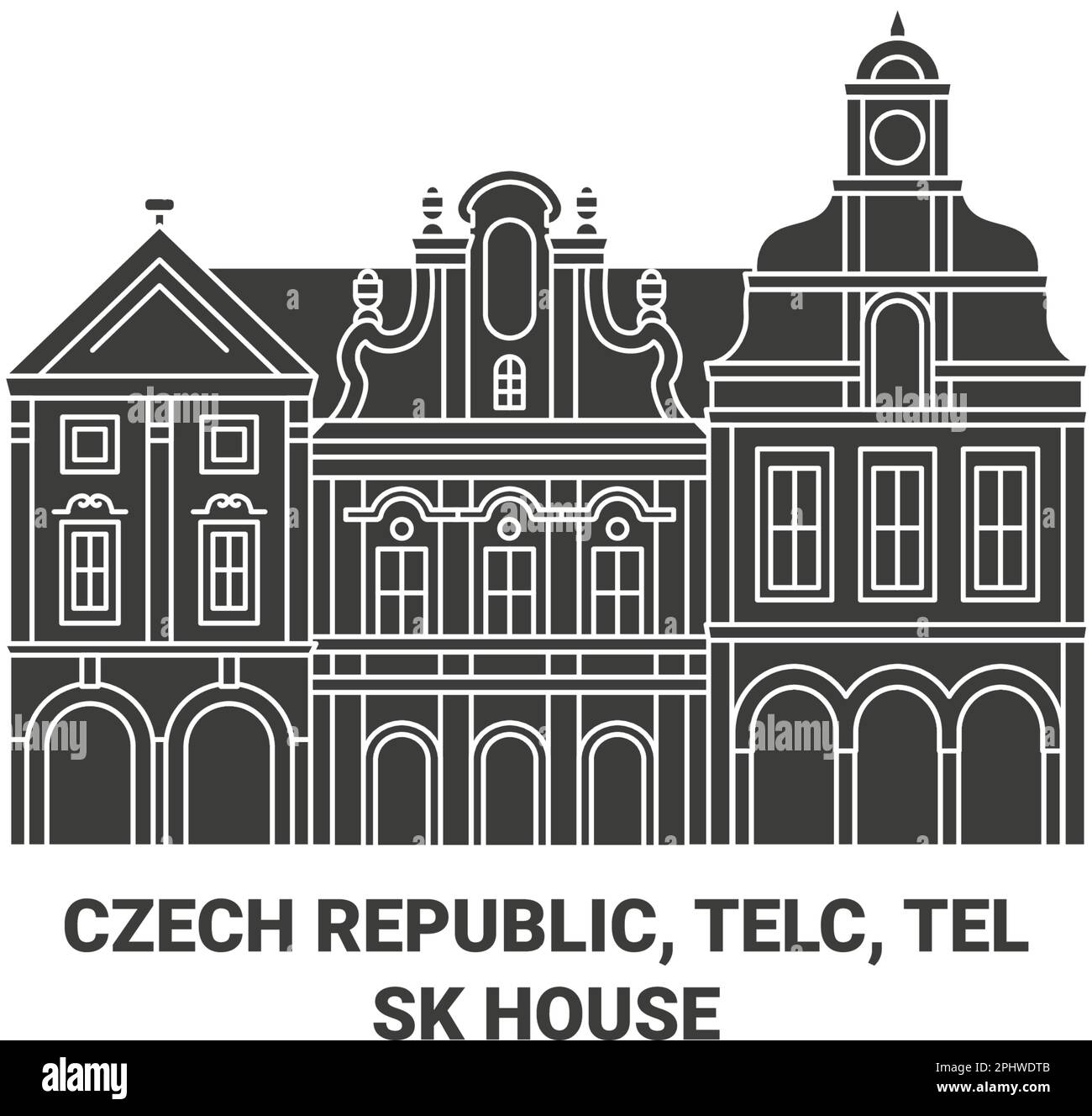 Tschechische Republik, Telc, Telsk House Reise-Wahrzeichen Vektordarstellung Stock Vektor