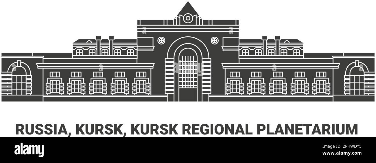 Russland, Kursk, Kursk Regional Planetarium, Reise-Wahrzeichen-Vektordarstellung Stock Vektor