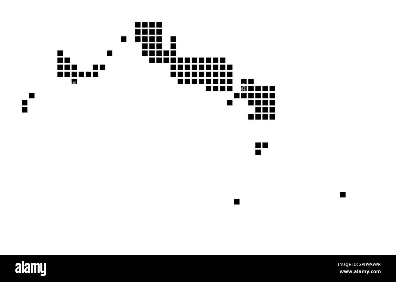 Karte der Turks- und Caicosinseln. Karte der Turks- und Caicosinseln im gepunkteten Stil. Die Grenzen der Insel sind mit Rechtecken gefüllt. Stock Vektor
