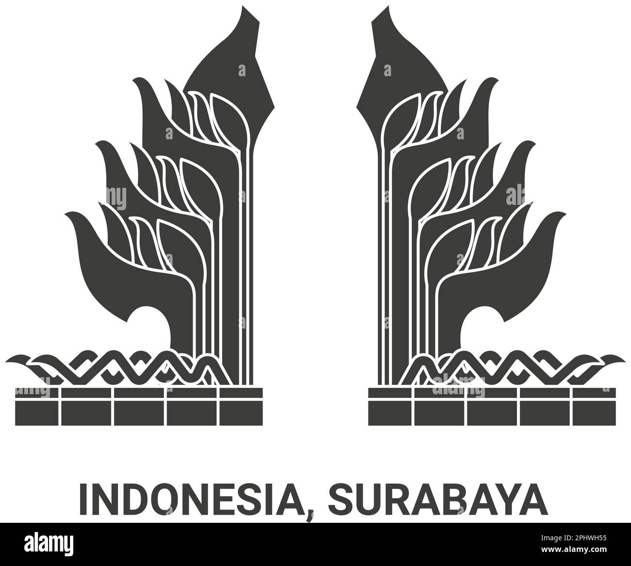 Indonesien, Surabaya Reise-Wahrzeichen-Vektordarstellung Stock Vektor