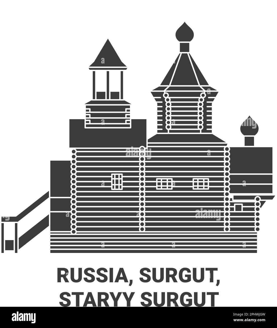 Russland, Surgut, Staryy Surgut Reise-Wahrzeichen-Vektordarstellung Stock Vektor