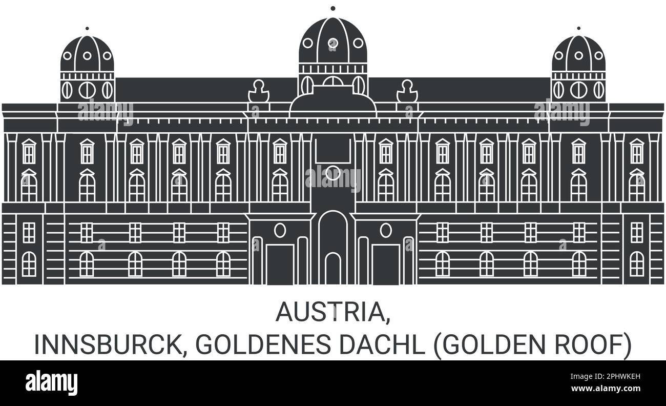 Österreich, Innsburck, Goldenes Dachl Golden Roof Reise Landmark Vector Illustration Stock Vektor