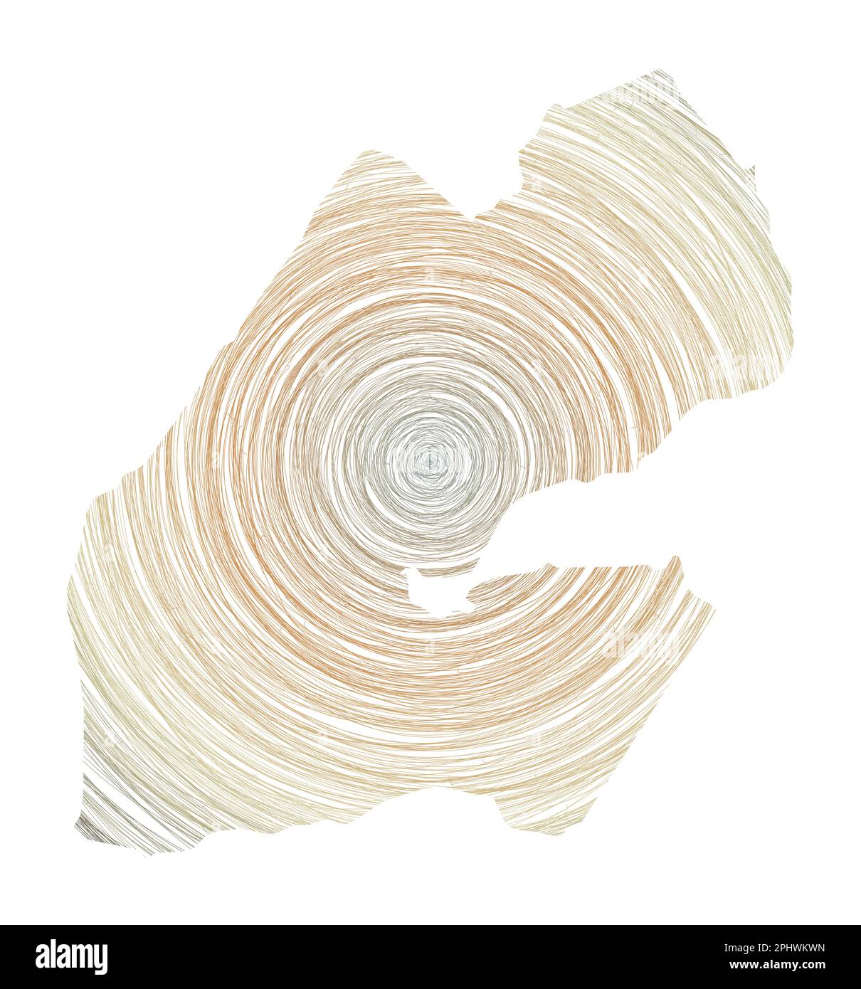 Dschibuti-Karte gefüllt mit konzentrischen Kreisen. Skizzieren Sie Kreise in Form des Landes. Vektorabbildung. Stock Vektor