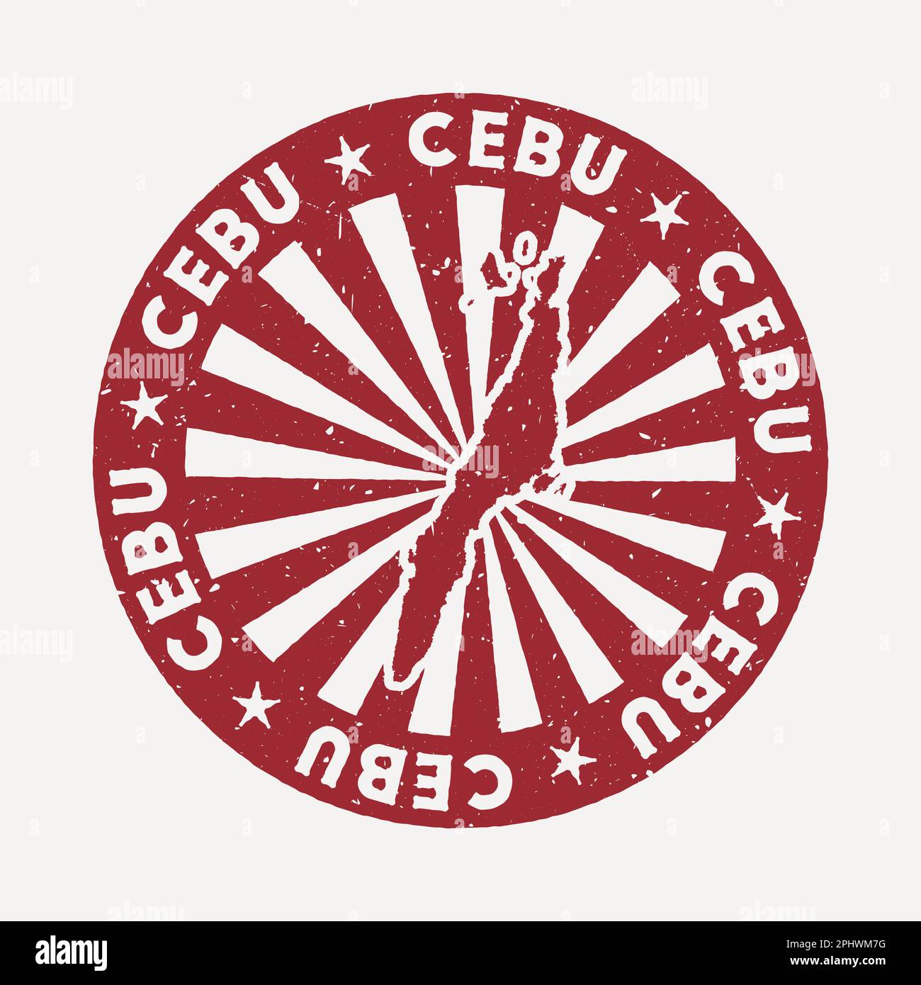 Cebu-Stempel. Reisen Sie roten Stempel mit der Karte der Insel, Vektor-Illustration. Stock Vektor