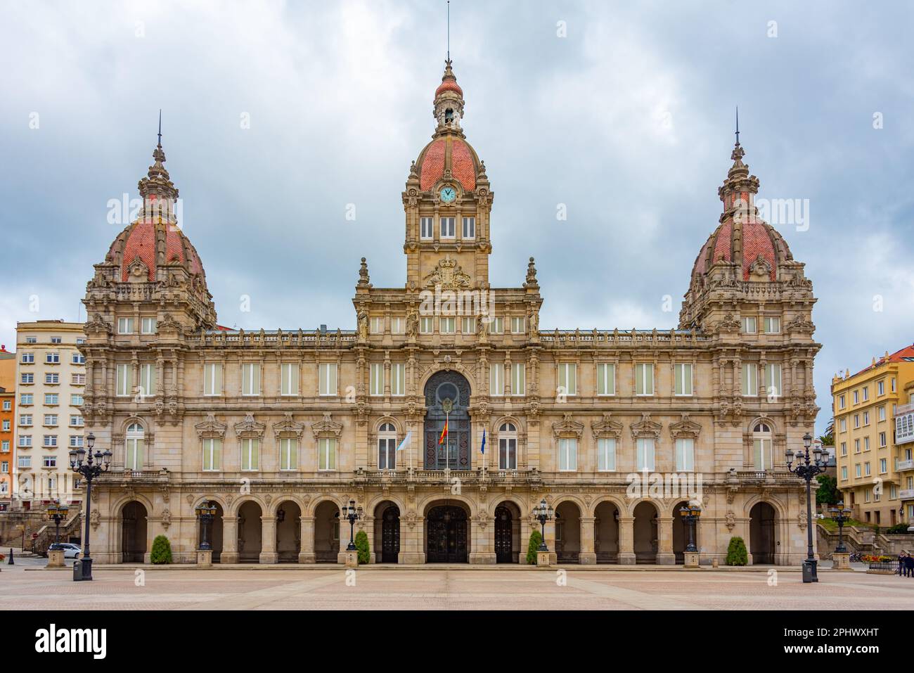 stadtrat auf dem Platz Praza de Maria Pita in Einem Coruna, Spanien. Stockfoto