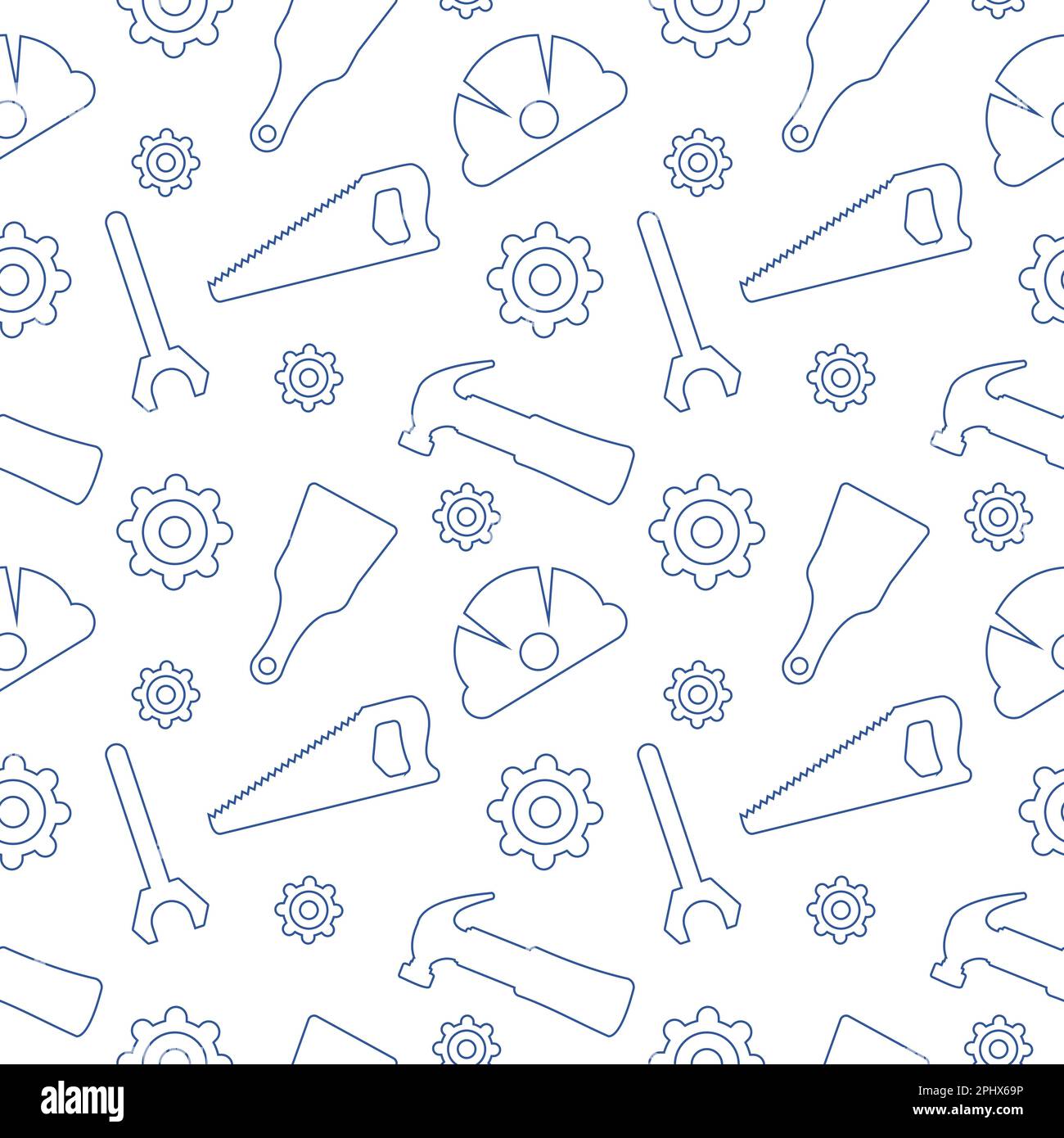 „Happy Labor Day“ (alles gute zum Tag der Arbeit) – Illustration des nahtlosen Musters mit verschiedenen Berufen in der handgezeichneten Vorlage Stock Vektor