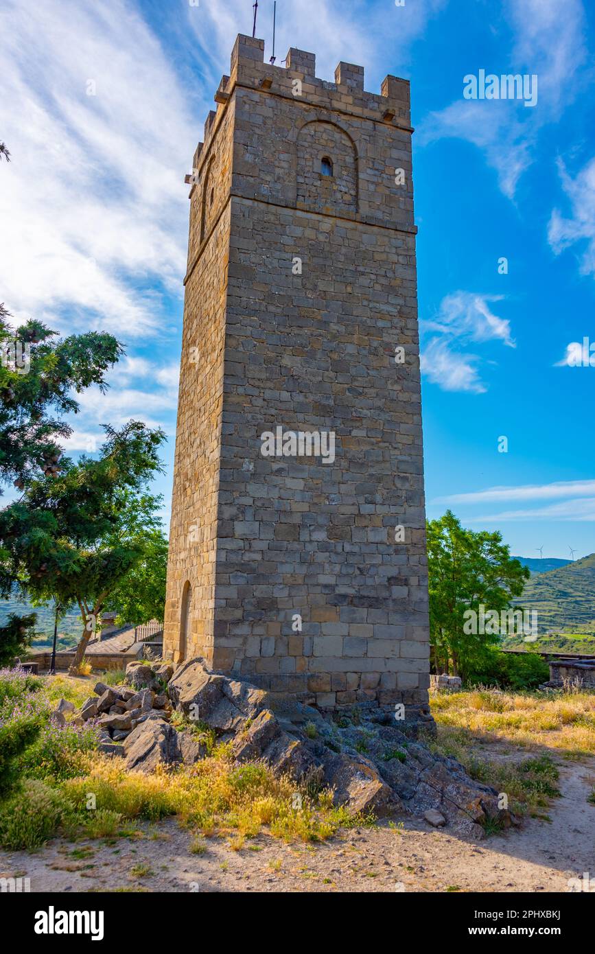 Torre del Homenaje im spanischen Dorf Sos del Rey Catolico. Stockfoto