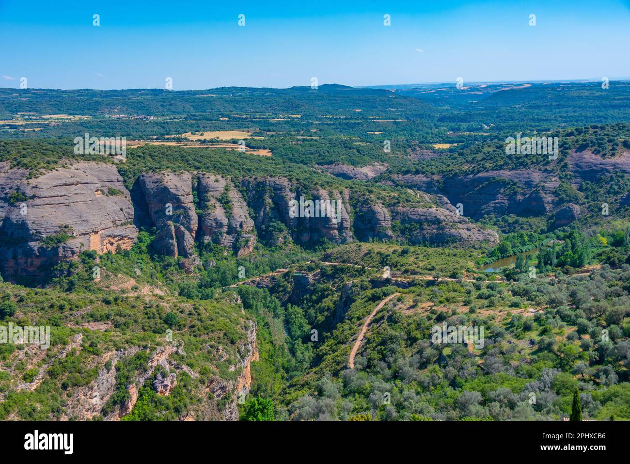 Tal von Rio Vero in der Nähe des spanischen Dorfes Alquezar. Stockfoto
