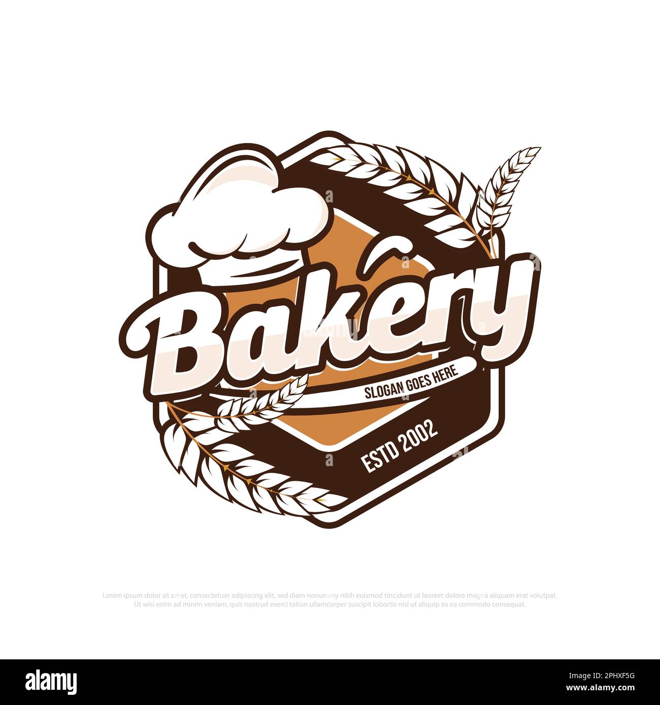 Bakery Bread Logo-Vektor mit sechseckigem Emblem, ideal für Brotläden, Vorlage für Logo-Emblem in Lebensmittelgeschäften Stock Vektor
