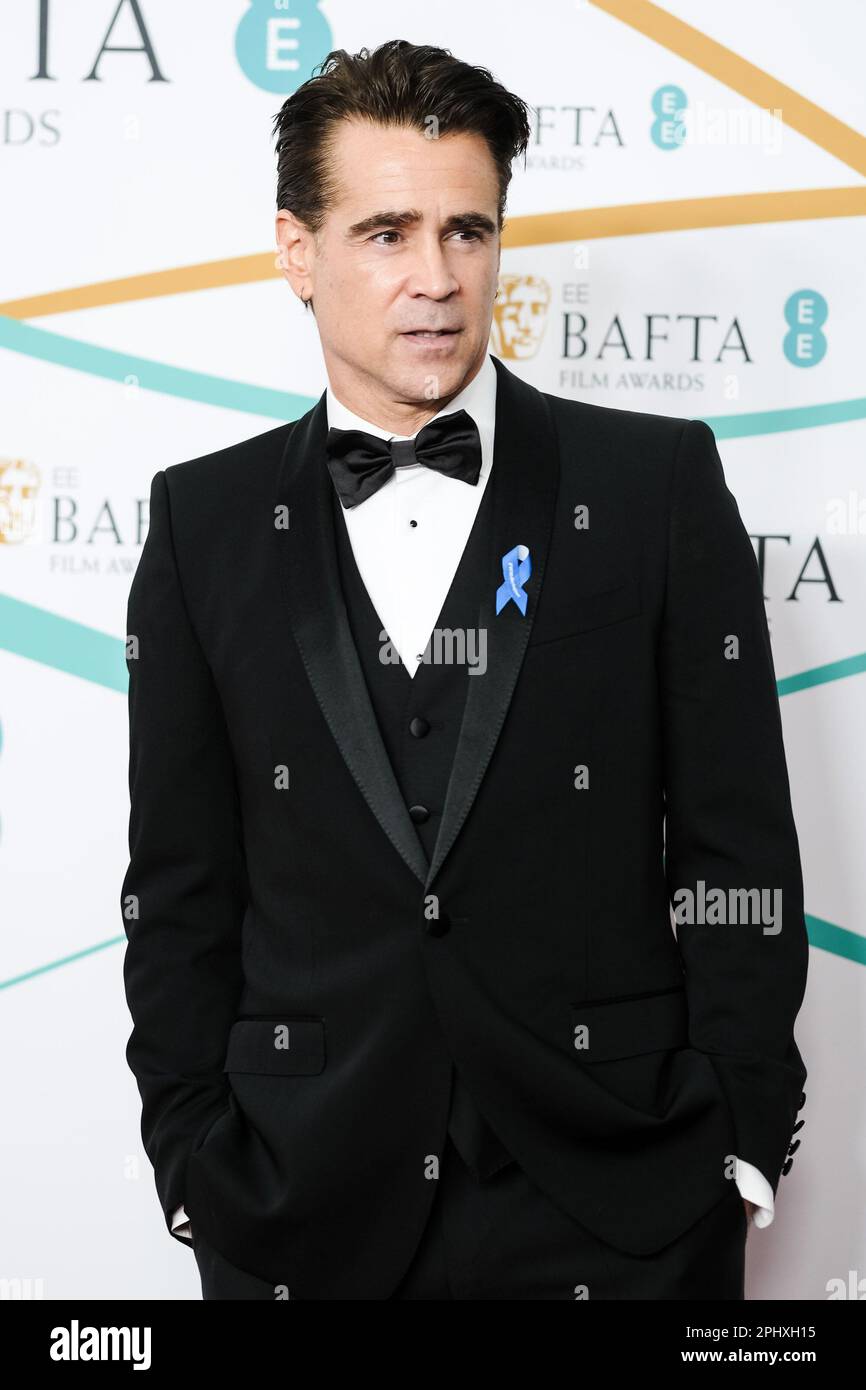 Colin Farrell fotografierte während der EE BAFTA Film Awards 2023 die Ankunft des Roten Teppichs in der Royal Festival Hall in London am 19. Februar 2023 . Bild von Julie Edwards. Stockfoto