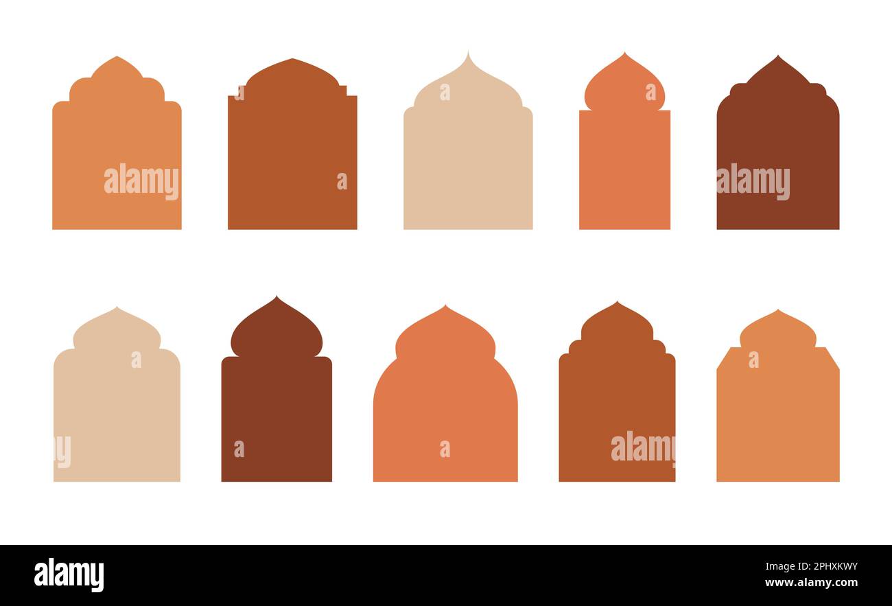 Islamische und ramadan-Karäe-Fenster im orientalischen Stil. Rahmen und Rahmen mit moderner Bo-Ho-Designvorlage. Stock Vektor