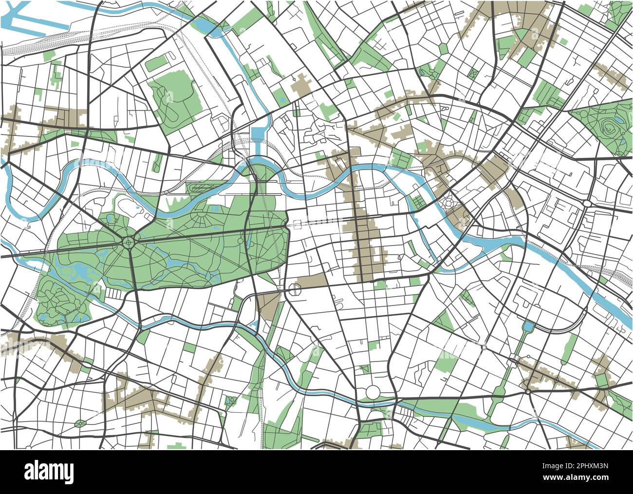Farbenfroher Stadtplan von Berlin. Stock Vektor