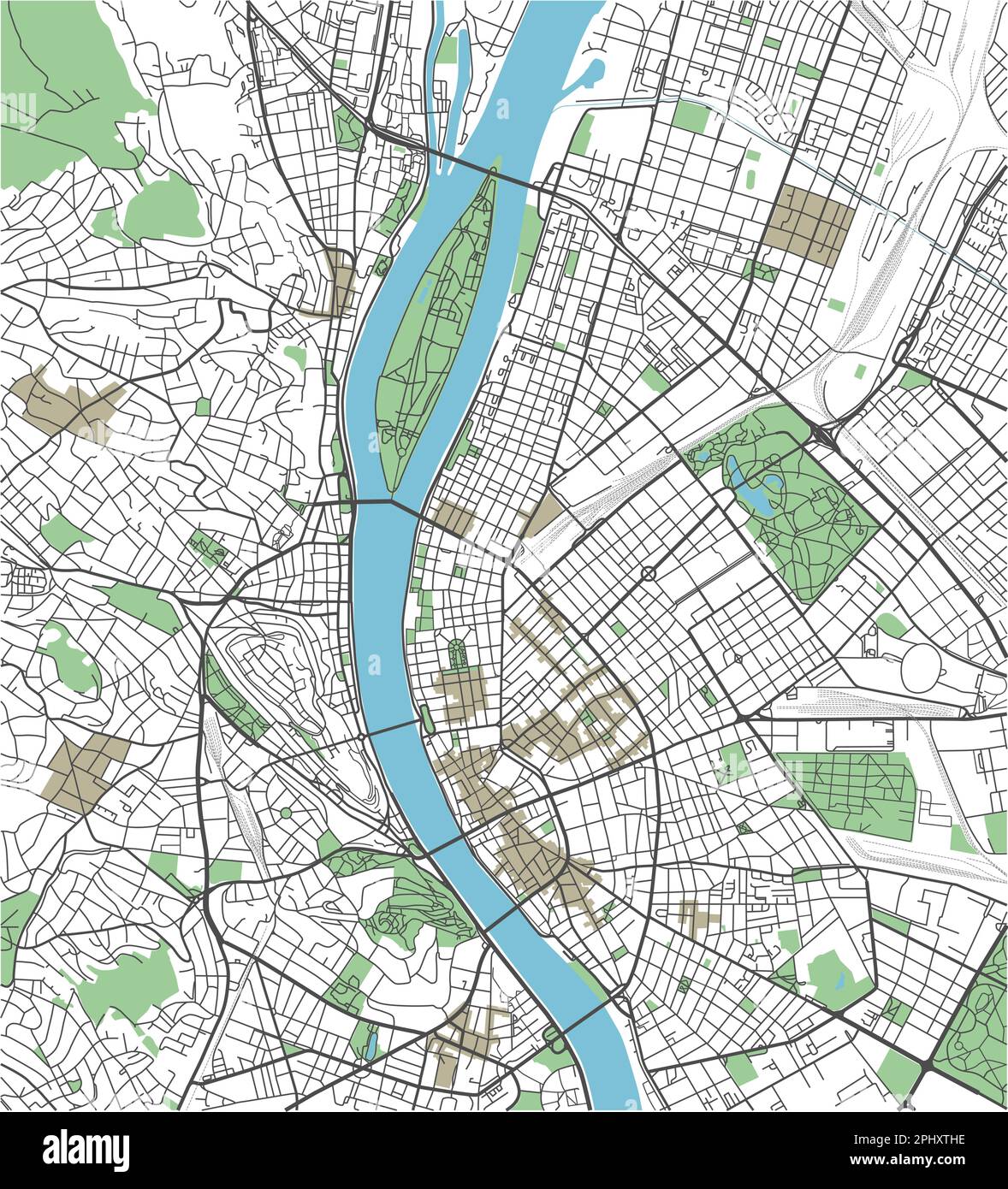 Farbenfroher Stadtplan von Budapest Stock Vektor